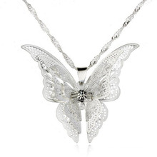 Fashion Pure Silver Neckace New Style Butterfly Pendant Jewelry Necklaces